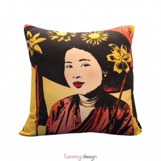 Cushion cover printed Vietnamese ethnic woman-Miss Anh